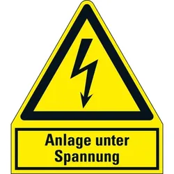 Schild I Warn-Kombischild Anlage unter Spannung, Kunststoff, 100x120mm, ASR A1.3, DIN EN ISO 7010 W012