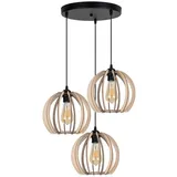 Licht-Erlebnisse Juqis 3-flg. rund Metall Holz Schwarz 40 cm