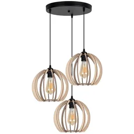 Licht-Erlebnisse Juqis 3-flg. rund Metall Holz Schwarz 40 cm