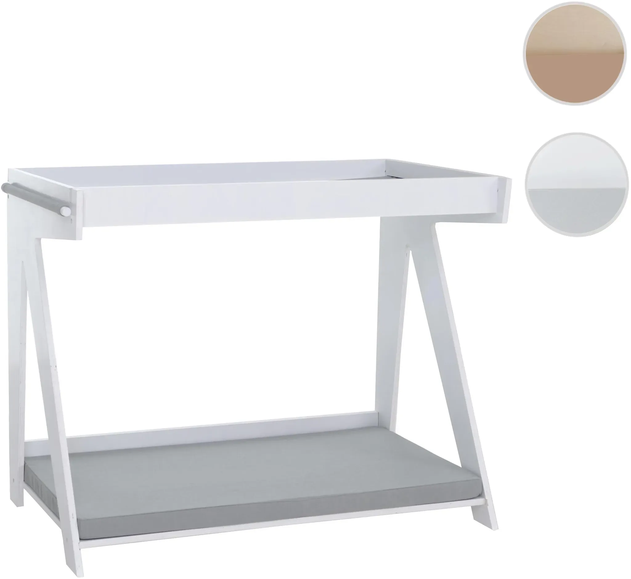 Tierbett HWC-Q63, für Haustiere Tierhaus Katzen-/Hundebett Haustierliege, Holz MVG 80x104x60cm ~ weiß, Kissen grau