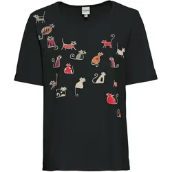 Baumwoll-Shirt, Druck schwarz, 48/50