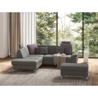 Ecksofa SIT&MORE "Padua" Sofas Gr. B/H/T: 276 cm x 89 cm x 228 cm, Lu x us-Microfaser Euphoria, Ottomane links, mit Bettfunktion-mit Stauraum-mit Sitztiefenverstellung-mit Armlehnenfunktion, grau Ecksofas