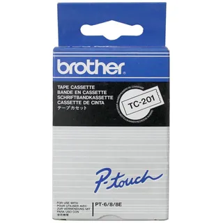 Brother TC-201 laminiert schwarz auf weiß 1,2cm x 7,7m