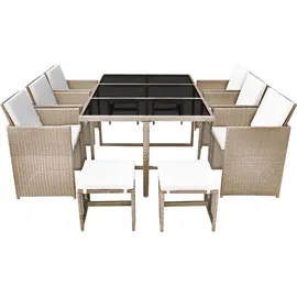 vidaXL Garten-Essgruppe 11-tlg. beige 42557