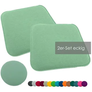 heimtexland ® 2er Pack Sitzkissen Filz Stuhlkissen Bodenkissen Polster Stuhlauflage Indoor Outdoor Kissen eckig Typ631 Filzkissen Mint 35x35 cm 2 Stück