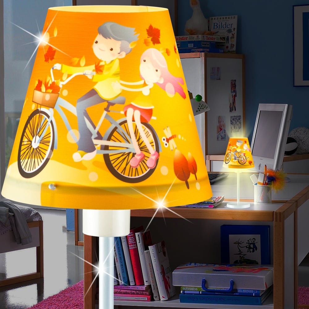 Fahrrad Tisch Leuchte ↥300mm | Stoff | Schirm | Kinder | Gelb