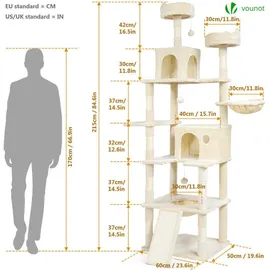 VOUNOT Katzenbaum 215 cm Beige/Grau