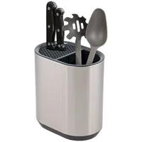 Bremermann Messerblock mit Küchen-Utensilienbehälter aus Edelstahl