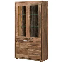 Massivmoebel24 Vitrine Akazie 98 x 40 x 180 cm Beige
