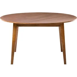 Beliani Esstisch rund 140 cm MDF-Platte mit Eichenfurnier Beine aus Gummibaumholz Dunkles Eichenfurnier Huntley