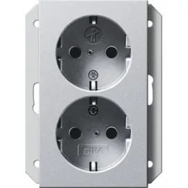 Gira 273126 Doppel-SCHUKO KS, für 1-fach System 55 Farbe alu