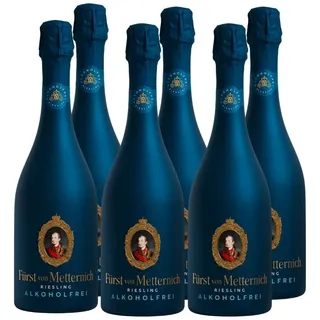 Fürst von Metternich Riesling Alkoholfrei 6 x 0,75 l – Premium-Sekt ohne Alkohol, elegant und feinperlig, fruchtig mit Apfel- und Zitrusnoten, stilvoller Genuss für besondere Momente