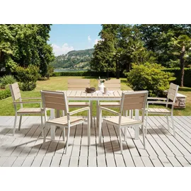 Beliani Gartentisch 150 x 90 x 74 cm Beige/Weiß