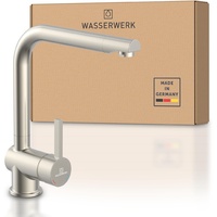 Wasserwerk Küchenarmatur WK4 | Wasserhahn Küche | Spültischarmatur mit Schwenkauslauf | 360° drehbar | Made in Germany | Edelstahloptik