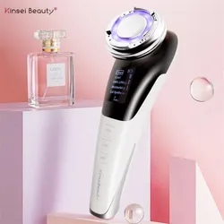 KinseiBeauty EMS Gesichtsmassagegerät, LED-Lichttherapie, Schallvibration, Faltenentfernung, Hautstraffung, heiße, kühle Behandlung, Hautpflege-Schönheitsgerät