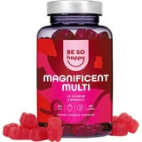 Multivitamin Gummibärchen. 60 Gummies mit 6 Vitaminem. Mit Folsäure und Biotin. Komplex für Immunsystem mit Vitamin A, B6, B12, C, D und E. Vitamin Gummibärchen. Vegan. BeSoHappy