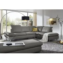 W.Schillig Eckcouch Leder 2-Sitzer Grau