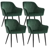 Songmics Polsterstühle 4er Set mit Armlehnen Grün