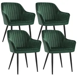 Songmics Polsterstühle 4er Set mit Armlehnen Grün