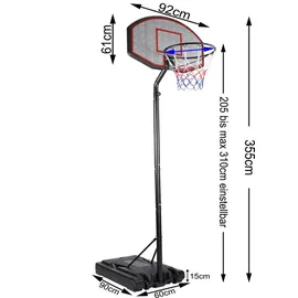 DEUBA Basketballkorb Schwarz 205-305 cm