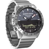 NORTH EDGE GAVIA Fliegeruhr Luxus Edelstahl Analog Digitaluhren für Männer Höhenmesser Kompass Outdoor Sport Business Freizeituhr Wasserdicht 200m