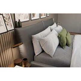 KAWOLA Bett HENRY Polsterbett Leder schwarz 140x200cm