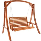 di volio Hollywoodschaukel Grino, Gartenschaukel aus Holz, Outdoor Hängesessel mit Gestell für 2 Personen, wetterfest, bequem & robust - Bronze
