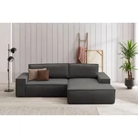 OTTO home Ecksofa SHERWOOD Samtvelours L-Form, 267 cm - OTTO. Verlässliche Qualität., Schlaffunktion mit Bettkasten (210x136 cm), Cord, Vintage, Samtvelours grau