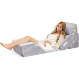 KOMFOTTEU Keilkissen Bettkissen, 6-tlg., ergonomischer Memory Schaum Füllung, Grau grau