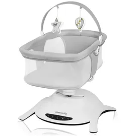 lionelo - Babywippe mit Melodie 2-in-1 BELLA Grey Concrete + Fernbedienung - Weiß/Grau