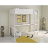 LÜTTENHÜTT Hochbett »TIPO, Topseller, Kinderbett, Leiter links oder rechts montierbar«, (B/H/T 200x190x90cm), FSC® zertifiziertes Massivholz, Rundum-Absturzschutz, weiß