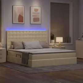 vidaXL LED-Speicherbett 160 x 200 cm Creme