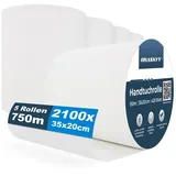 HASKYY Papierhandtuch Papierhandtuch 5x Putztuchrollen 2-lagig Weiß 2100 Blatt Putzpapier Ro