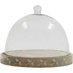 Chic Antique Tours Glasglocke mit Schnitzereien, H25/Ø 30 cm natur