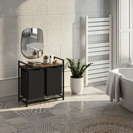 Tectake tectake® Wäschesortierer, Industrial-Style, 2 oder 3 ausziehbare Fächer, mit Ablage, höhenverstellbare Kunststofffüße