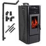 THUNDER® | KARMEN BLACK | Pelletofen | 10 kW | Anschlussrohrsatz Ø 80 mm | schwarz