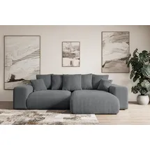 altdecor Ecksofa Cord mit Schlaffunktion 2-Sitzer Dunkelgrau