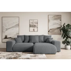 altdecor Ecksofa Cord mit Schlaffunktion 2-Sitzer Dunkelgrau