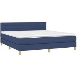 vidaXL Boxspringbett mit Matratze & LED Blau 180x200 cm Stoff