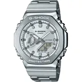 CASIO G-SHOCK Chronograph, Quarzuhr, Armbanduhr, Herrenuhr, Edelstahlarmband, Stoppfunktion silberfarben