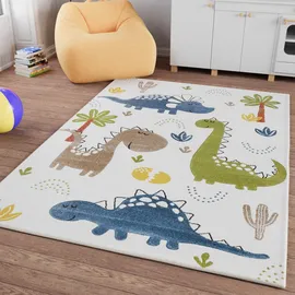 Smart Kids Kinderteppich SMART KIDS "Dino & Friends", bunt (creme,weiß,bunt), B:160cm H:10mm L:230cm, Polypropylen, Teppiche, Kinderteppich, Moderner Spielteppich, strapazierfähig, pflegeleicht, Konturenschnitt