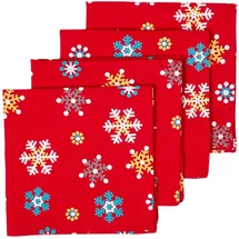 Homescapes Stoffservietten rot Schneeflocken Set 4 Tlg 100% Baumwolle