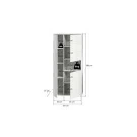 MID.YOU Midischrank Vira 60 x 133 cm Weiß