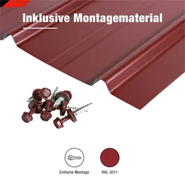 bravo the smart solution Trapezblech 12 x Abdeckblech 125 x 45 cm 6,75 m2 Stärke 0,3 mm Rot