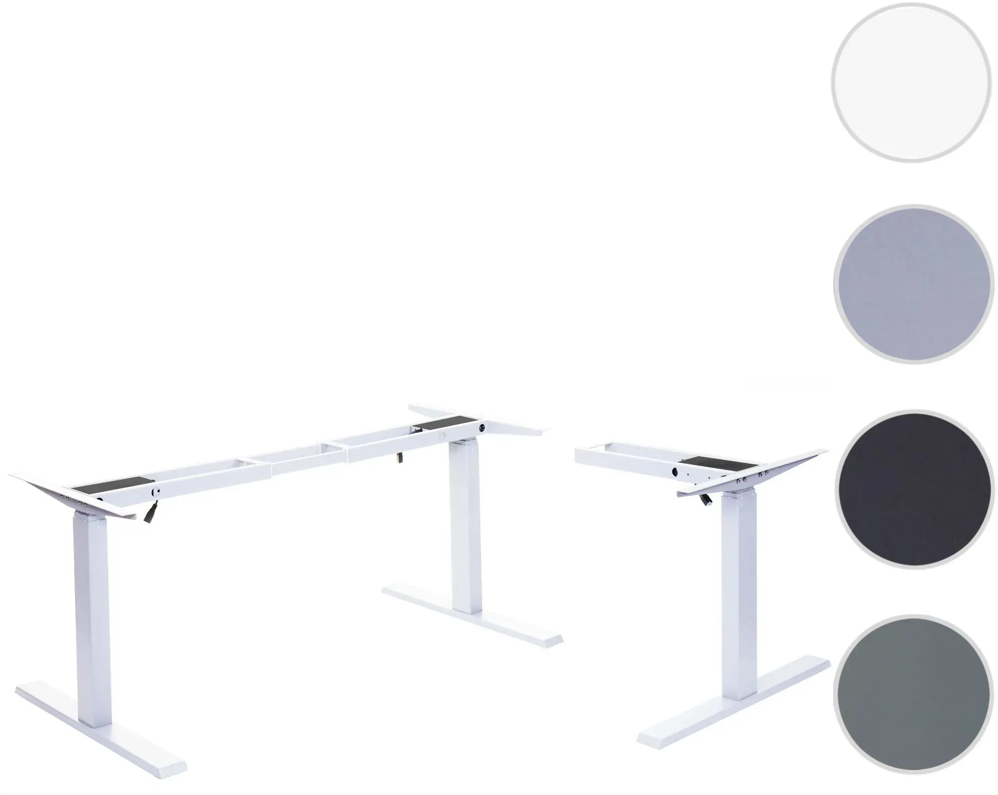 Gestell HWC-D40, variables Tischgestell für Eck-Schreibtisch, elektrisch höhenverstellbar Memory 45kg ~ weiß