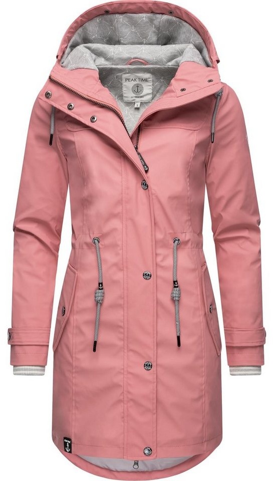 PEAK TIME Regenjacke L60042 stylisch taillierter Regenmantel für Damen rosa XXL (44)