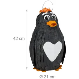 Relaxdays Pinata Pinguin HxBxT 42 x 21 x 21 cm Schwarz