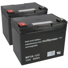 Ersatzakku für E-Scooter Rapid 2 2x Multipower 12V - 36Ah Zyklenfest AGM VRLA