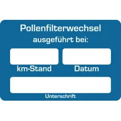 Eichner Kundendienstaufkleber Text: Pollenfilter