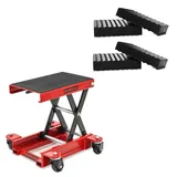 ConStands Motorradheber Hebebühne Rangierhilfe rot + 4er Set Zubehör passend für Customlift